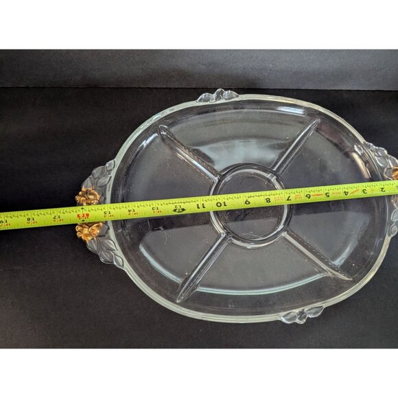 Vintage Mikasa Guilded Rose Glass Divided Serving Platter - Picture 3 of 4